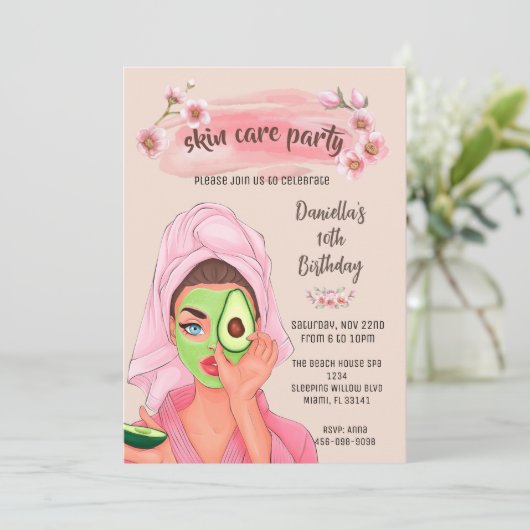 スキン気にスパガールズバースデーパーティー招待状 招待状 (スタンド正面)