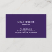 スキン気にタイポグラフィ深いパープルエステティシャン 名刺 (裏面)