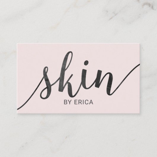 スキン気にタイポグラフィ赤面ピンクエステティシャンスパ 名刺 (正面)