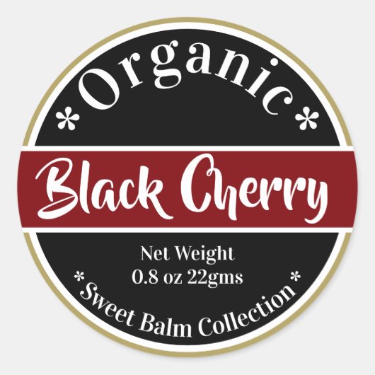 スキン気に製品ラベル黒金ゴールド赤コレクション ラウンドシール (正面)