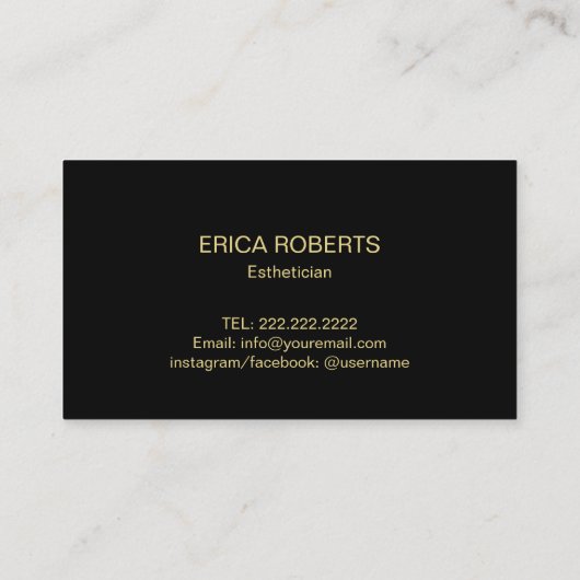 スキン気に金ゴールドスクリプトエステティシャンエレガント 名刺 (裏面)