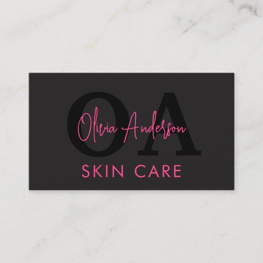 スキン気にQRコードホットピンクブラックソーシャルメディア 名刺 (正面)