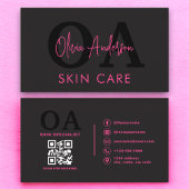 スキン気にQRコードホットピンクブラックソーシャルメディア 名刺
