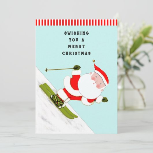 スキーおもしろいクリスマスホリデーカード シーズンカード (スタンド正面)