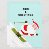 スキーおもしろいクリスマスホリデーカード シーズンカード (正面/裏面)
