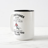 スキーおもしろいジョーク引用文、スキー愛好家スキーギフト ツートーンマグカップ (正面左)