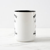 スキーおもしろいジョーク引用文、スキー愛好家スキーギフト ツートーンマグカップ (中央)