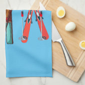 スキーおもしろいスカラフルカイエ キッチンタオル (四つ折り)
