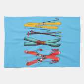 スキーおもしろいスカラフルカイエ キッチンタオル (横)