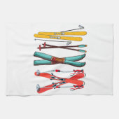 スキーおもしろいスカラフルカイエ キッチンタオル (横)