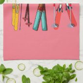 スキーおもしろいスカラフルカイエ キッチンタオル (折り畳み)