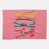 スキーおもしろいスカラフルカイエ キッチンタオル (横)