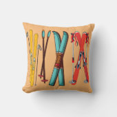 スキーおもしろいスカラフルカイエ クッション (正面)