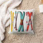 スキーおもしろいスカラフルカイエ クッション (ブランケット)