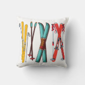スキーおもしろいスカラフルカイエ クッション (正面)
