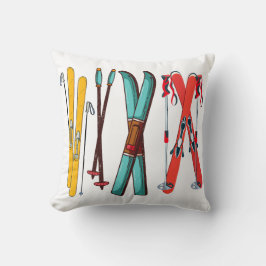 スキーおもしろいスカラフルカイエ クッション