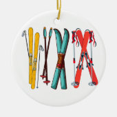 スキーおもしろいスカラフルカイエ セラミックオーナメント (正面)