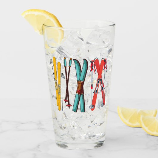 スキーおもしろいスカラフルカイエ タンブラーグラス (アイス正面)