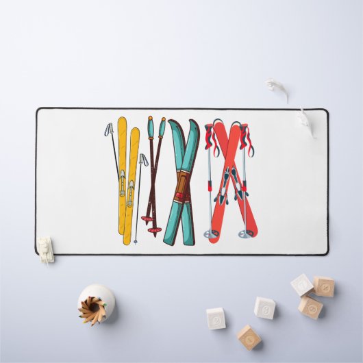 スキーおもしろいスカラフルカイエ デスクマット (キッズテーブル)