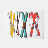 スキーおもしろいスカラフルカイエ ドアマット (正面)