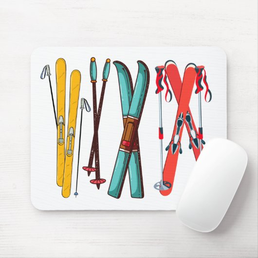スキーおもしろいスカラフルカイエ マウスパッド (マウス)