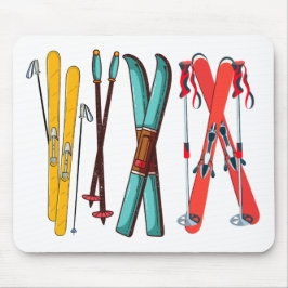 スキーおもしろいスカラフルカイエ マウスパッド