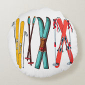 スキーおもしろいスカラフルカイエ ラウンドクッション (裏面)