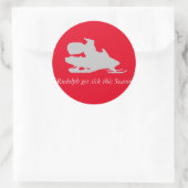 スキーおもしろいスノーモービルのクリスマスステッカー ラウンドシール (バッグ)