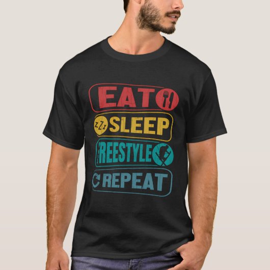 スキーおもしろいス食べスリープフリースタイル雪スキー愛好家Gr Tシャツ (正面)