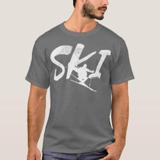 スキーおもしろいラバースキカッコいいースノー冬スポーツスキー Tシャツ