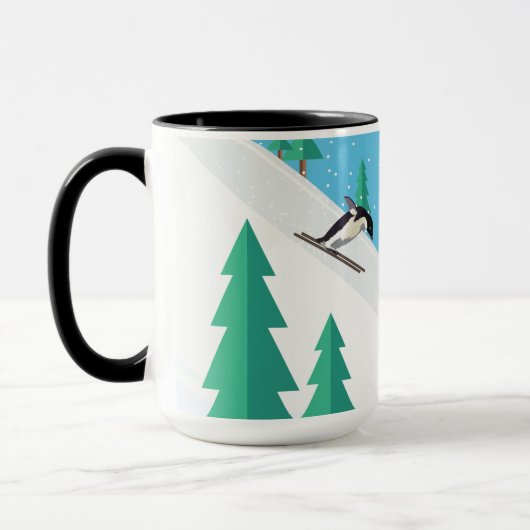 スキーおもしろい場冬雪にスポーティペンギン マグカップ (左)