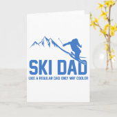 スキーおやじ 面白いスキーヤー 雪の冒険 スキーが好き カード (黄色い花)