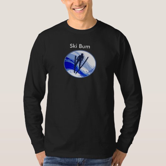 スキーおよび雪片 Tシャツ (正面)