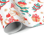 スキーお洒落サンタ小人クリスマス ラッピングペーパー (ロールコーナー)