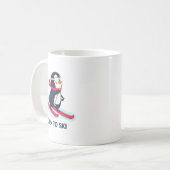 スキーが大好きなかわいいペンギンの冬の動物 コーヒーマグカップ (正面左)