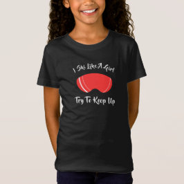 スキーが好きな女の子のためのスキーウェア。ウィンタースポーツが好きな子供たちにぴったりです Tシャツ