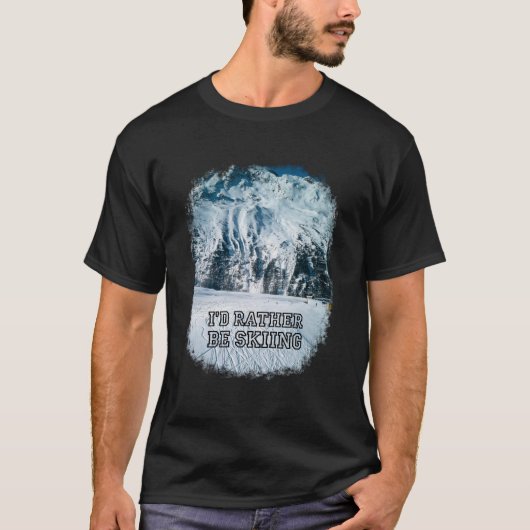 スキーが好き - ヴィンテージの山の写真ギフト Tシャツ (正面)