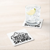 スキーことわざ |スキーヤーの冬の贈り物 スクエアペーパーコースター (インサイチュ)