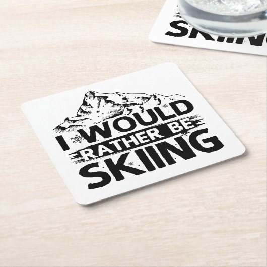 スキーことわざ |スキーヤーの冬の贈り物 スクエアペーパーコースター (アングル)