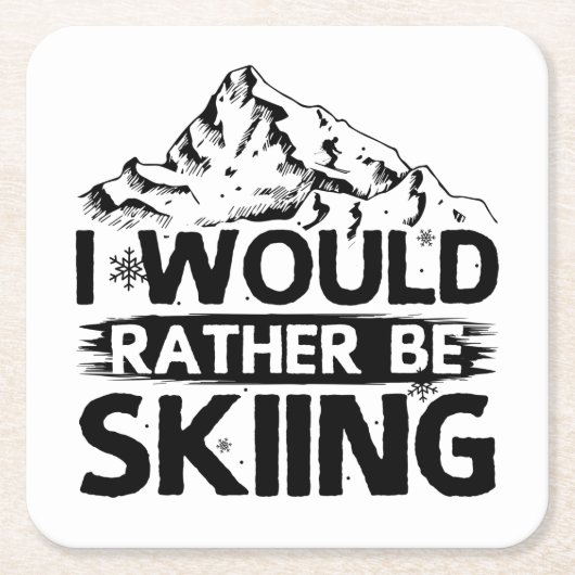 スキーことわざ |スキーヤーの冬の贈り物 スクエアペーパーコースター (正面)