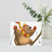 スキーするクマのポストカード ポストカード (スタンド正面)