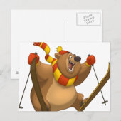 スキーするクマのポストカード ポストカード (正面/裏面)