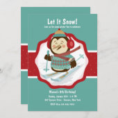 スキーするペンギンの招待 招待状 (正面/裏面)