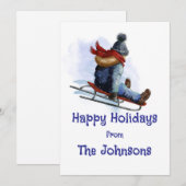 スキーでの休暇のグリーティングカード シーズンカード (正面/裏面)