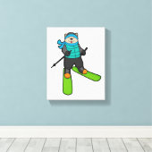 スキーでスキーをする猫 キャンバスプリント (インサイチュ (ウッドフロア))