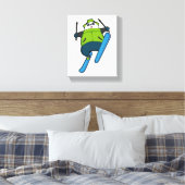 スキーでスキージャンプをするパンダ キャンバスプリント (インサイチュ (寝室))