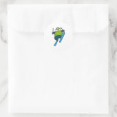 スキーでスキージャンプをするパンダ ラウンドシール (バッグ)