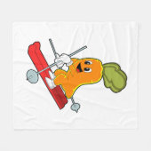 スキーでスキーヤーとしてニンジン フリースブランケット (正面(横))