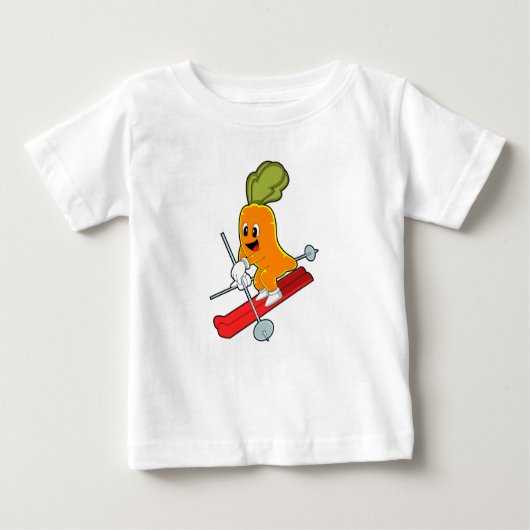 スキーでスキーヤーとしてニンジン ベビーTシャツ (正面)