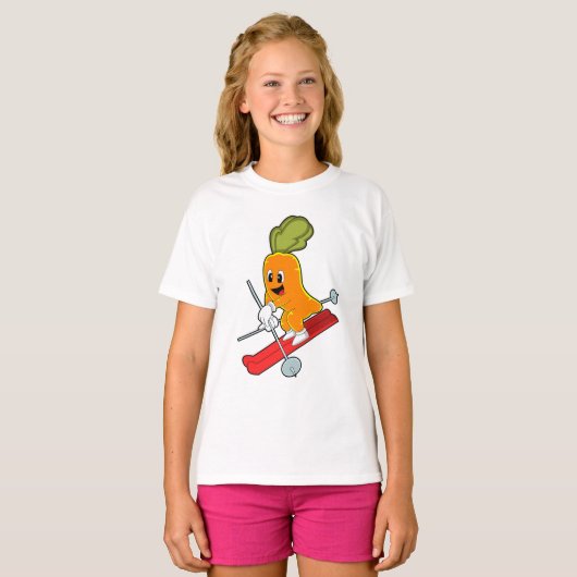 スキーでスキーヤーとしてニンジン Tシャツ (正面フル)